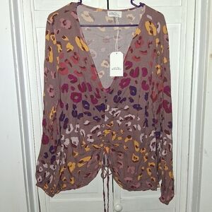 Women's Printed V-Neck Blouse